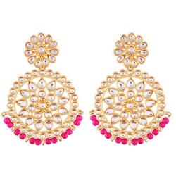 Aheli Ethnic Indian Traditional Faux Kundan Round Chandbali Dangle Earrings Wedding Party Wear Fashion Jewelry for Women