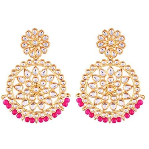 Aheli Ethnic Indian Traditional Faux Kundan Round Chandbali Dangle Earrings Wedding Party Wear Fashion Jewelry for Women
