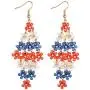 Lux Accessories Xmas Christmas Holiday Red Blue White Acrylic Flower Layered Goldone Dangle Earrings Lux Accessories Xmas Christmas Holiday Red Blue White Acrylic Flower Layered Goldone Dangle Earrings