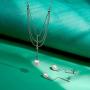 Real 925 Sterling Silver with White Drop-Shape Natural Fresh Water Cultured Pearl Necklace & Dangle Earrings Set