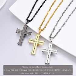 PROSTEEL Stainless Steel Cross Necklace for Men Women, Inspirational Necklace, Silver/Black/Gold Tone, Hypoallergenic, Engrave Text Available, Come Gift Box
