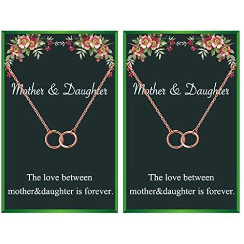 Your Always Charm Mothers Day Necklace Mother Daughter Necklace for 2 Interlocking Circles Necklace for Mother & Daughter Mothers Day Jewelry Gifts Birthday Gift