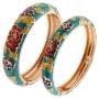 UJOY Cloisonne Bangles Gorgeous National Floral Panda Set Enameled Gold Plated Handcrafted Bracelets Jewelry Gifts 55C43