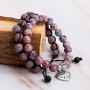 Tree of Life Bracelet - Lava Stone Essential Oil Gemstone Beaded Yoga Meditation Regalite Stone Beach Charm Bracelet Set