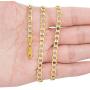 Nuragold 10k Yellow Gold 5.5mm Cuban Chain Curb Link Diamond Cut Pave Two Tone Pendant Necklace, Mens Womens Lobster Lock 18'' 20'' 22'' 24'' 26'' 28'' 30''