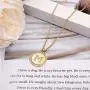 MONOZO Disc Initial Necklace for Women, 14k Gold Filled CZ Initial Letter Pendant Necklace Dainty Disc A-Z Alphabet Necklace Jewelry Gifts for Women Teen Girls