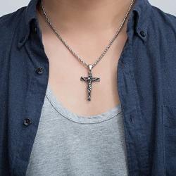 Crucifix Pendant Necklace Chain - Vintage Christian Catholic [Roman Empire Gothic Style]