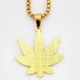 MCSAYS Mans Fashion Hip Hop Weed Hemp Leaves Marijuana Leaf Pendant 18K Gold Plated Hip Hop King Queen Pendant Necklace Gifts