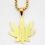 MCSAYS Mans Fashion Hip Hop Weed Hemp Leaves Marijuana Leaf Pendant 18K Gold Plated Hip Hop King Queen Pendant Necklace Gifts