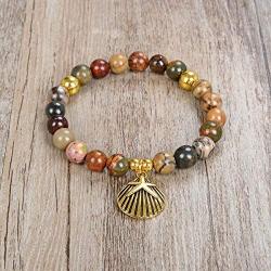 Self-Discovery Japa Mala Evolve Prayer Beads Yoga Bracelet with Golden Seashell Jewelry Charm