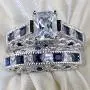 wedding ring set Two Rings His Hers Couples Matching Rings Womens 2pc White Gold Filled Blue CZ Wedding Engagement Ring Bridal Sets Mens Titanium Wedding Band wedding ring set Two Rings His Hers Couples Matching Rings Womens 2pc White Gold Filled Blue CZ Wedding Engagement Ring Bridal Sets Mens Titanium Wedding Band