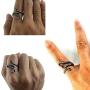 Weelovee 316L Titanium Steel Punk Antique Octopus Ring for Mens Women Adjustable Size Design Jewelry Set Unisex Silver