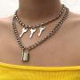 Ingemark Punk Gothic Rivet Choker Key Lock Pin Pendant Necklace Unisex Steampunk Layered Curb Rope Link Chain Choker Necklace