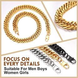 Bandmax Men Heavy Cuban Curb Miami Chain Necklace Jewelry Stainless Steel 5MM/7MM/10MM/13.5MM Width Women Thickness Link Necklace 18in 20in 22in 24in 26in 28in 30in,18K Gold/Black Plated(Brand Box)