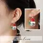 RareLove Cute Cat with Red Xmas Hat Green Bell Ring Pierced Dangle Christmas Earrings CZ Crystal Silver Plated Alloy Holiday For Women Girls RareLove Cute Cat with Red Xmas Hat Green Bell Ring Pierced Dangle Christmas Earrings CZ Crystal Silver Plated Alloy Holiday For Women Girls