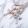 TOPGRILLZ 14K Gold Plated Solid Iced Out CZ Large Tennis Cross Pendant Necklace for Men Women Stainless Chain Gifts