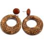 KaFu Woven Rattan Earrings Handmade Wicker Earrings Straw Knit Hoop Lightweight Bohemian Dangle Hoop Earrings Drop Dangle Geometric Statement Earrings for Women Girls (brown)
