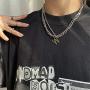 HXQ Multilayer Letter Lock Pendant Necklace Chain Punk Multilayer Choker Necklace for Women Man Girls