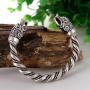 Viking Wolf Bracelet Fenrir Wolf Bracelet Bangle Twisted Wire Pagan Bracelet Bag Package (antique silver)