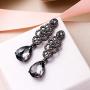 EVER FAITH Womens Crystal Gorgeous Bridal Floral Dangle Teardrop Chandelier Pierced Earrings