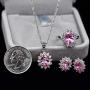 Uloveido Women Jewelry Necklace Earrings and Ring Set with Cubic Zirconia Crystals T466