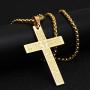 Meeshine Cross Pendant Necklace, Stainless Steel Cross Necklace Engraved with Lords Prayer for Men Women, 23 Chain Highly Polished Pendant for Christmas Birthday Baptism Family Friends