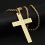 Meeshine Cross Pendant Necklace, Stainless Steel Cross Necklace Engraved with Lords Prayer for Men Women, 23 Chain Highly Polished Pendant for Christmas Birthday Baptism Family Friends