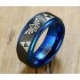 PJ Jewelry Mens 8mm Tri - Colored Tungsten Carbide Legend of Zelda Symbols Triforce Wedding Band,Anniversary Ring
