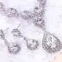 BriLove Womens Wedding Bridal CZ Crystal Teardrop Infinity Y-Necklace Dangle Earrings Set