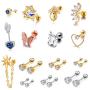 21Pcs 16G Silver/Gold Cartilage Earrings for Women/Men//Boys/Girls - Tragus Jewelry Set with Cubic Zirconia and Surgical Steel