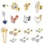 21Pcs 16G Silver/Gold Cartilage Earrings for Women/Men//Boys/Girls - Tragus Jewelry Set with Cubic Zirconia and Surgical Steel