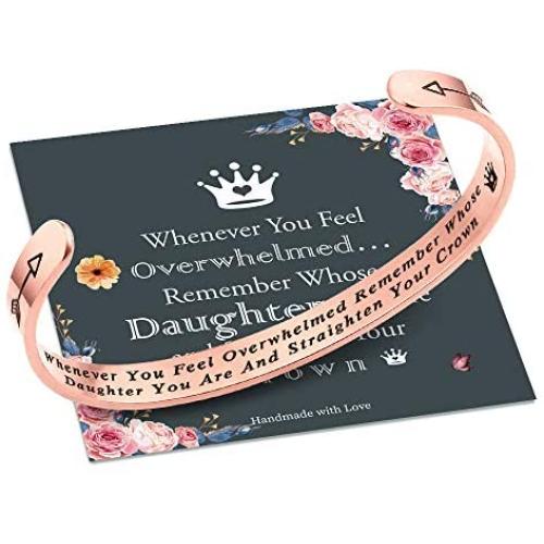 Whenever You Feel Overwhelmed Remember Whose Straighten Your Crown Bracelet, Engraved Inspirational Bracelets Personalized Gift for Mom, Daughter, Granddaughter, Sister, Best Friend, Girls and Women