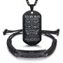 Set of 2 Gift to Son from Mom and Dad You Will Never Lose Customized Dog Tag Necklace with Adjustable Bracelet Braided for Graduation Birthday Valentines Gifts(Stainless Steel, Black)