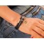 AGENDA Leather Charms Bangle for Women with Stainless Steel Charms Judaica Inspirational Bracelet Jewelry Kabbalah Evil Eye Protection