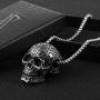AsAlways Mayan Skull Head Pendant Engraved with Mysterious Ancient Symbols Stainless Steel Evil Rider Motorcycle Necklace
