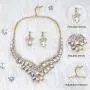 SP Sophia Collection Womens Bridal Teardrop Filigree Austrian Crystal Necklace and Earring Jewelry Set