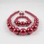 KOSMOS-LI Womens Large Big Simulated Pearl Statement 19'' Necklace Bracelet and Earrings Jewelry Set