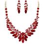 EVER FAITH Womens Marquise Crystal Gorgeous Floral Leaf Bridal Wedding Necklace Earrings Set