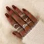 7-19pcs Silver Star Moon Knuckle Ring Set for Women Girls Vintage Stackable Midi Finger Rings Set