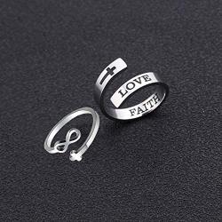 FLOGWE BODY16G CZCZ Adjustable Ring Jewelry Rings Love Ring Birthday Cross Gifts Faith Hope Easter Gift