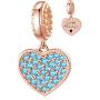 CHAWIN Birthstone Charms Rose Gold Plated 925 Sterling Silver Heart Dangle Charm with Sparkling CZ Compatible with Pandora Charm Bracelet Necklace Happy Birthday Gifts for Women/Wife/Mother/Sister