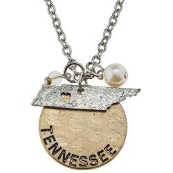 PammyJ Two-Tone State Charm Pendant Necklace, 16 inches + 2 inch ext