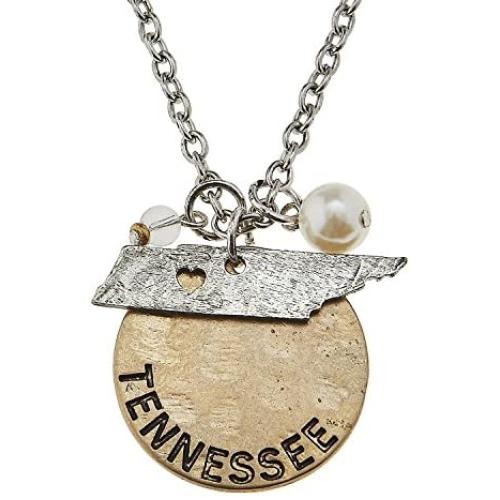 PammyJ Two-Tone State Charm Pendant Necklace, 16 inches + 2 inch ext