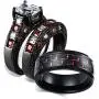wedding ring set Two Rings His Hers Couples Rings Womens Black Gold Filled White CZ Wedding Engagement Ring Bridal Sets & Mens Stainless Steel Wedding Band wedding ring set Two Rings His Hers Couples Rings Womens Black Gold Filled White CZ Wedding Engagement Ring Bridal Sets & Mens Stainless Steel Wedding Band