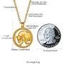FindChic Horoscope Necklaces for Women Men Zodiac Sign Disc Pendant Coin Necklaces Stainless Steel/18K Gold Plated Two Tone Jewelry Personalized Birthday Gift