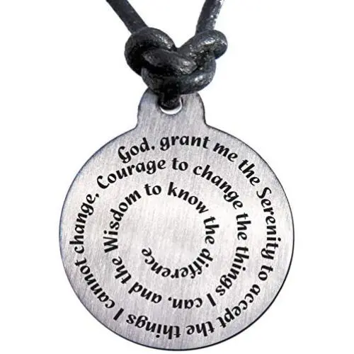 Serenity Prayer Necklace Medallion with Leather Serenity Prayer Necklace Medallion with Leather