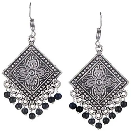 Efulgenz Indian Vintage Retro Ethnic Gypsy Oxidized Boho Dangle Drop Hook Earrings for Girls and Women Love Gift