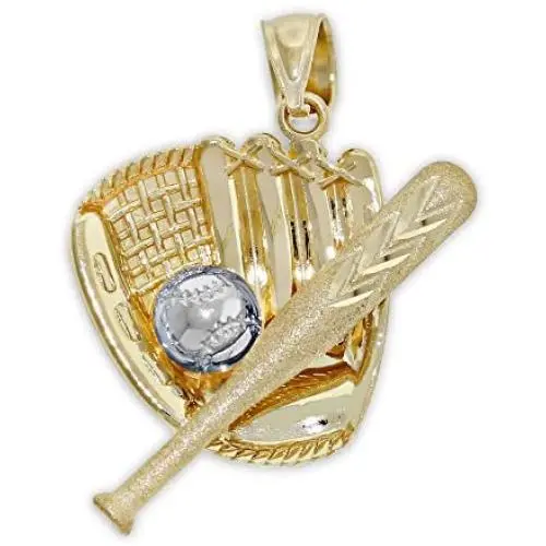 Charm America - Gold Baseball Gear Charm - 10 Karat Solid Gold Charm America - Gold Baseball Gear Charm - 10 Karat Solid Gold