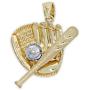 Charm America - Gold Baseball Gear Charm - 10 Karat Solid Gold