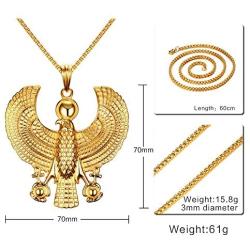 VNOX Jewelry Stainless Steel Egyptian Ankh Cross Horus Bird Heavy Pendant Necklace for Men Boy,24''